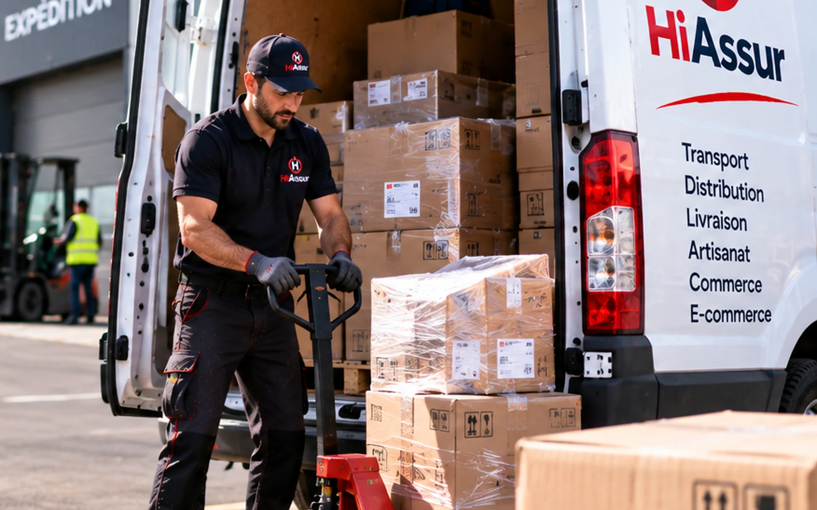Entreprise de livraison avec véhicules utilitaires et marchandises