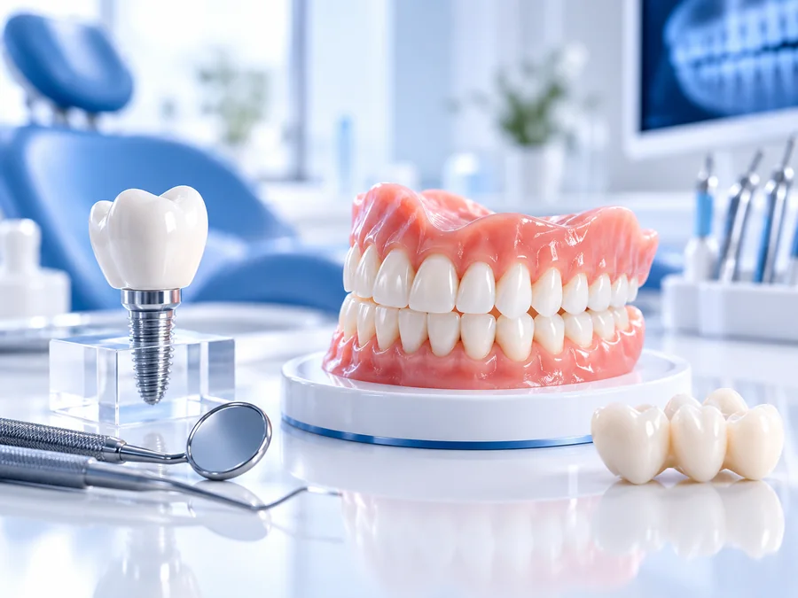 Prothèses dentaires : dentier, implant et bridge
