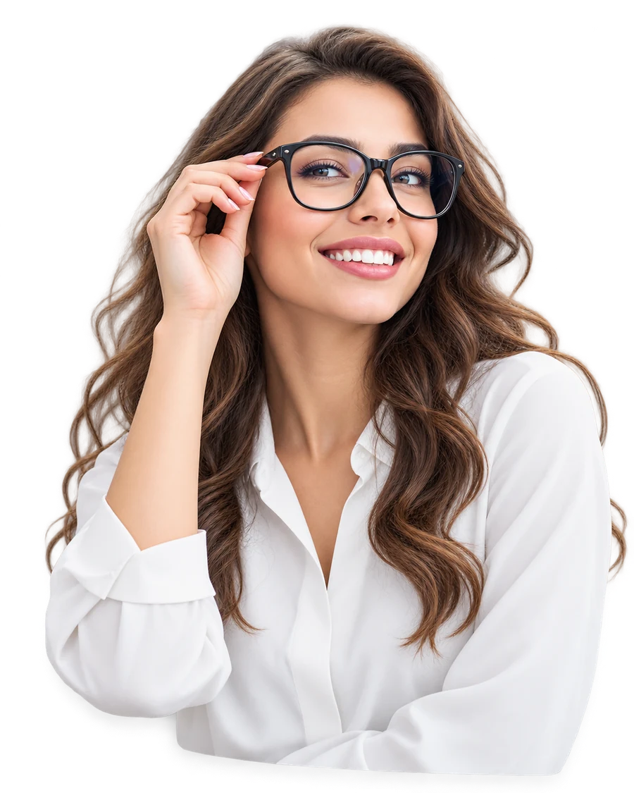 Femme portant des lunettes de vue