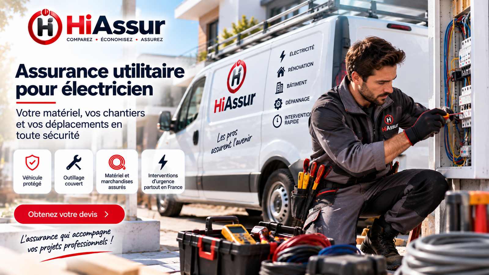 Assurance utilitaire pour électricien : matériel, câbles et responsabilité
