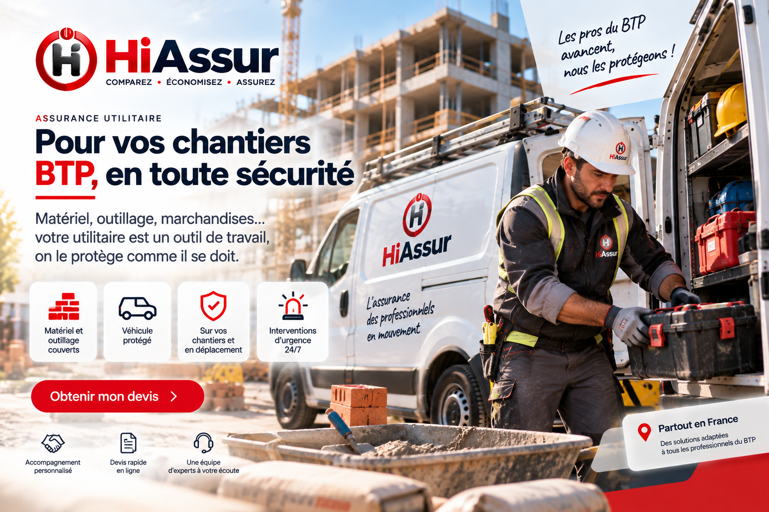 Assurance utilitaire pour entreprise de BTP : chantiers, matériel et flotte