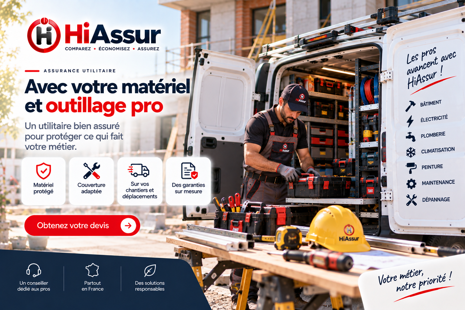 Assurance utilitaire avec matériel et outillage professionnel : bien dimensionner