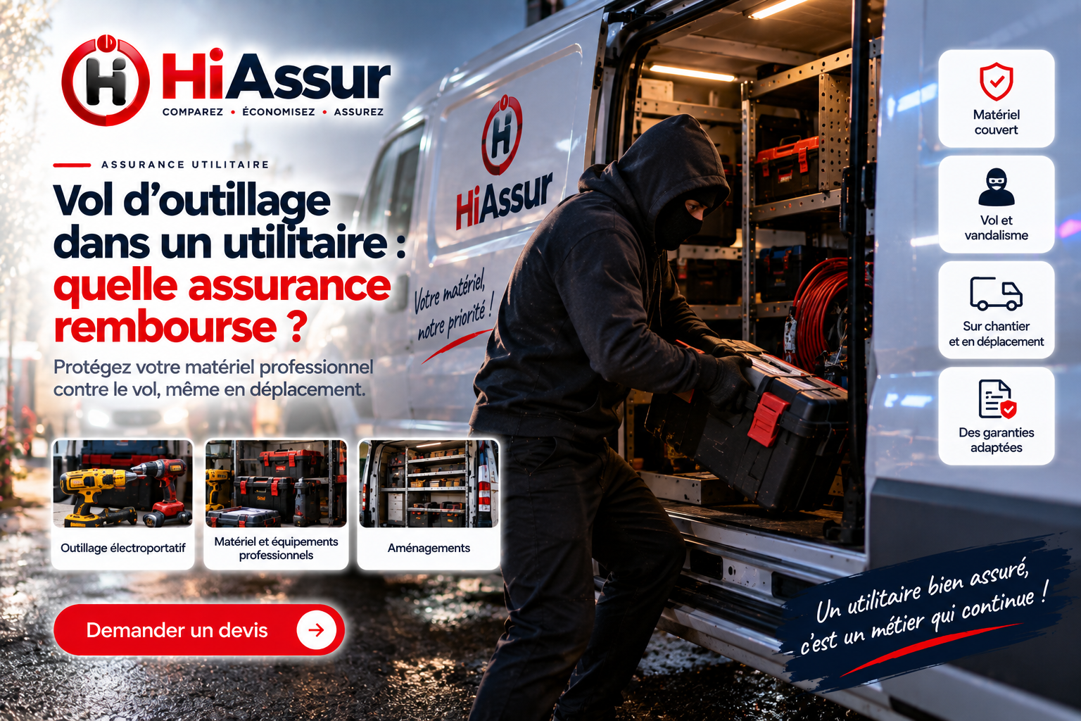Vol d'outillage dans un utilitaire : quelle assurance rembourse ?