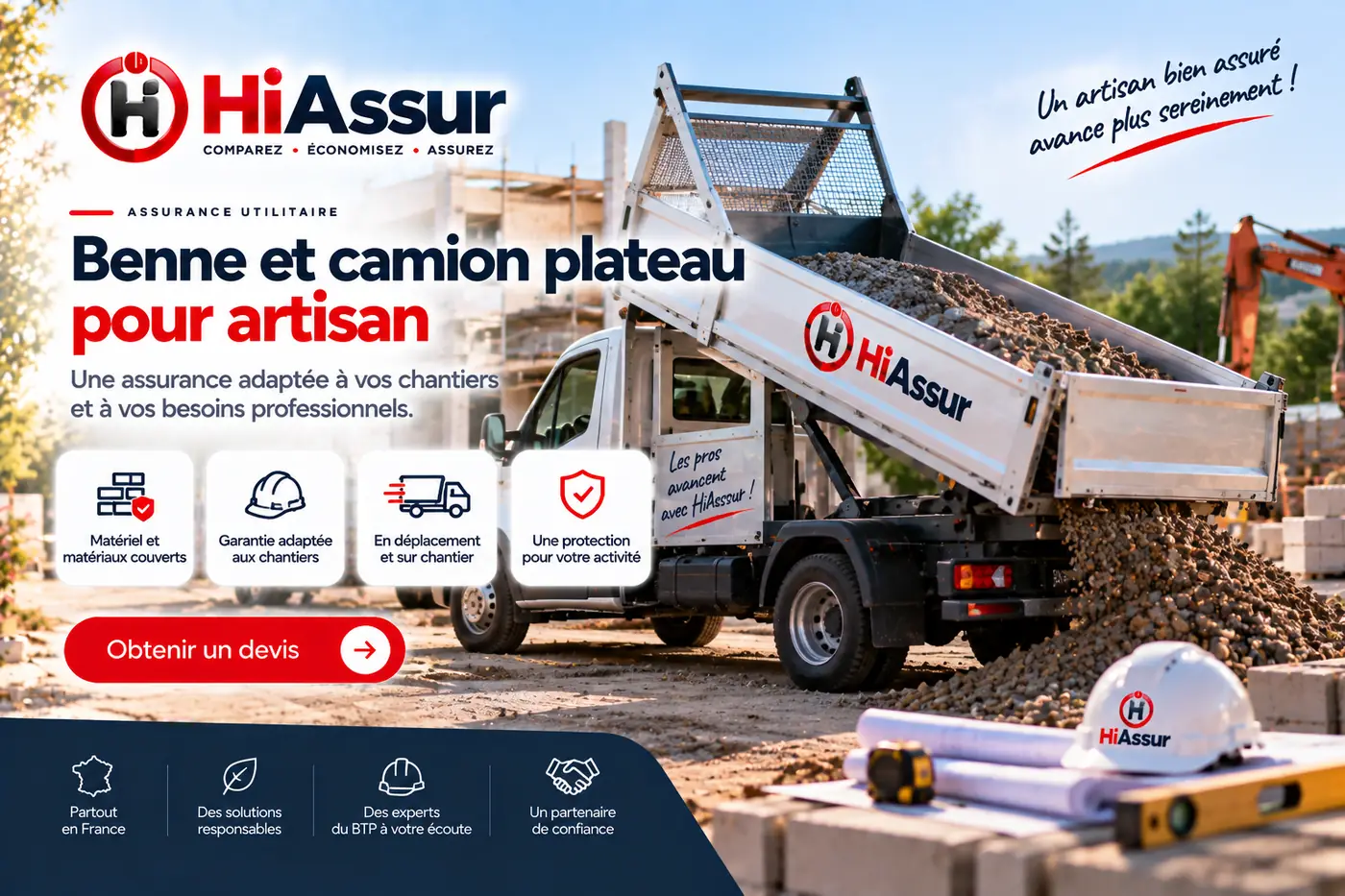 Assurance benne et camion plateau pour artisan : mécanisme et chargement