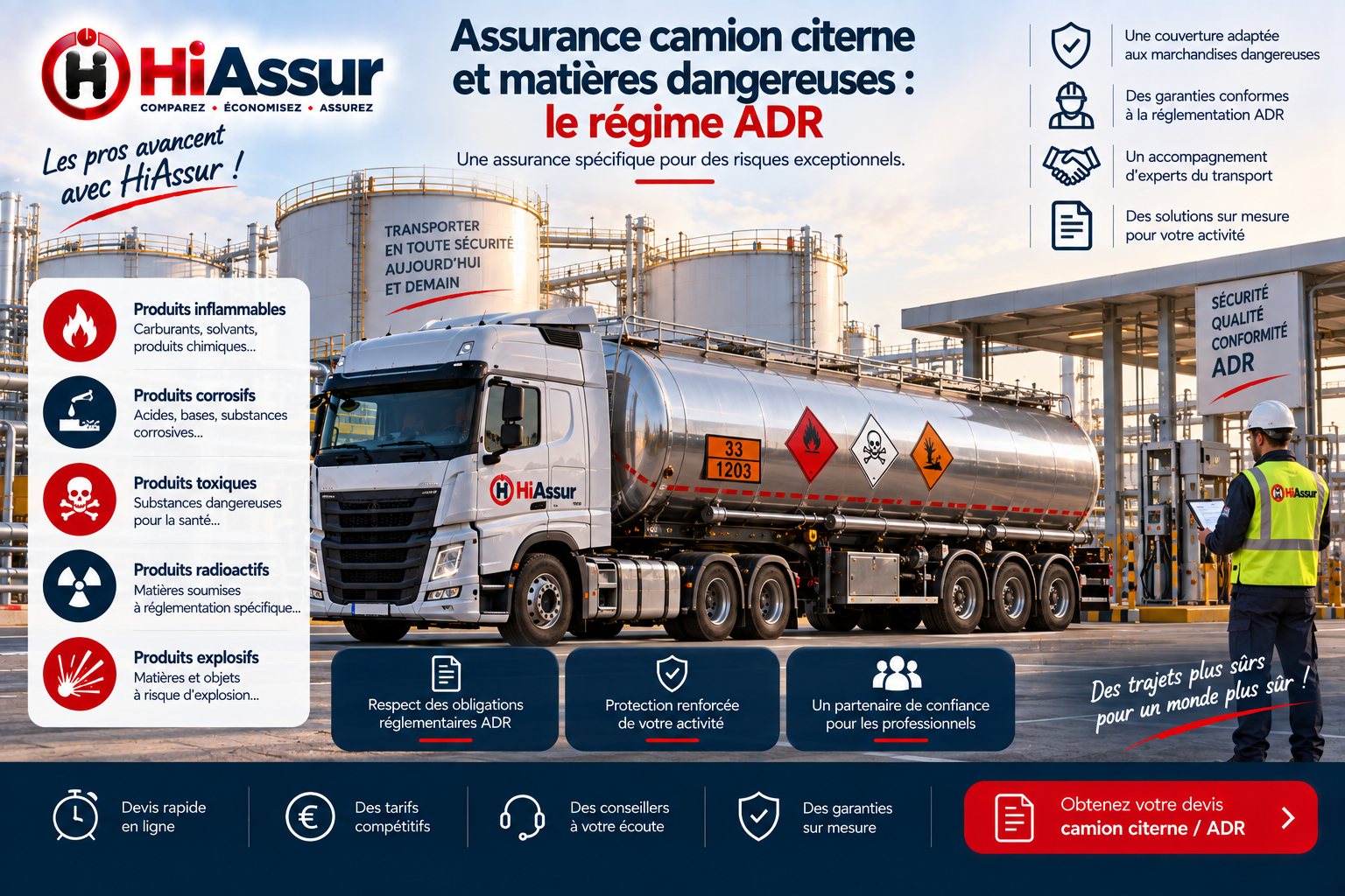 Assurance camion citerne et matières dangereuses : le régime ADR