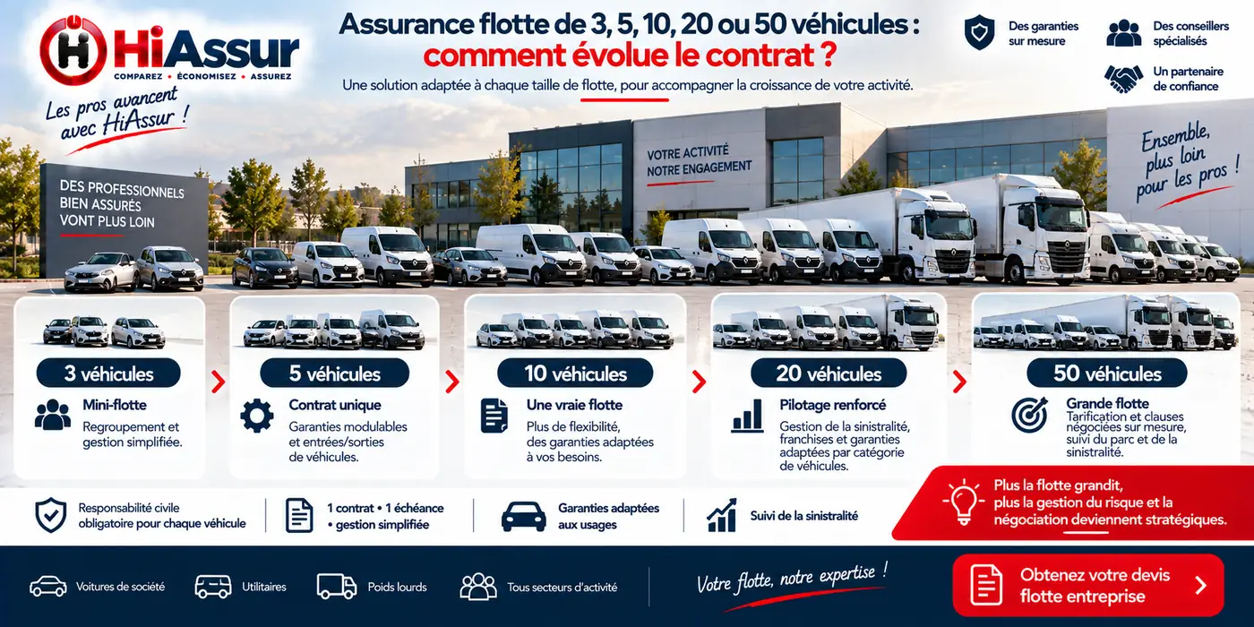 Assurance flotte de 3, 5, 10, 20 ou 50 véhicules : comment évolue le contrat ?