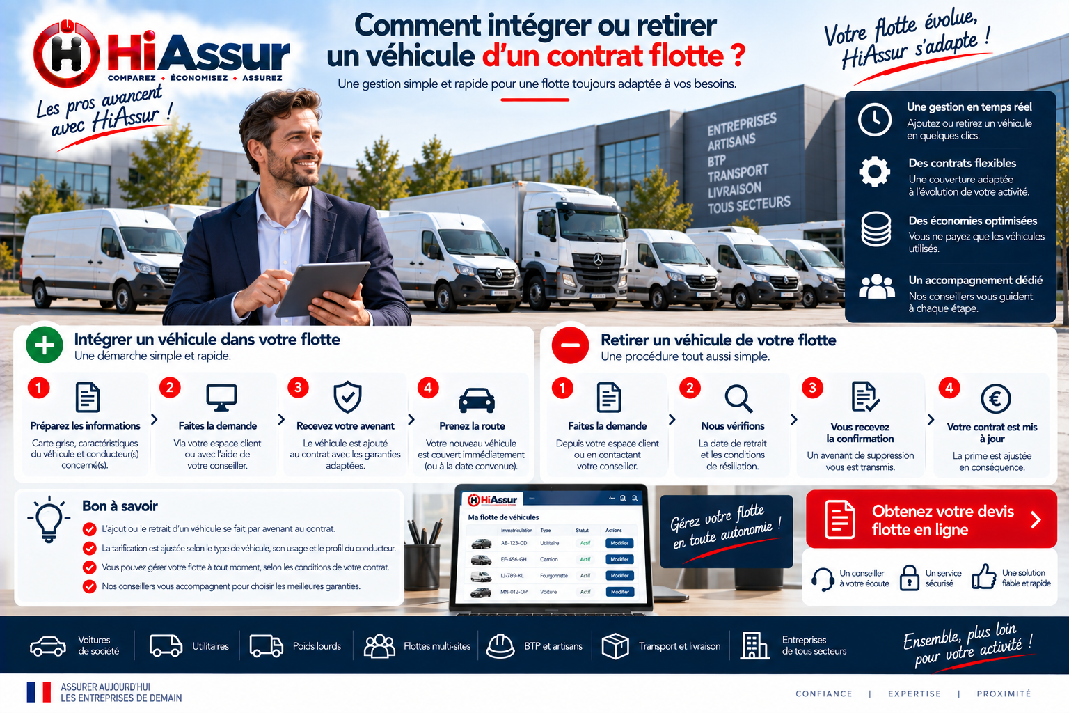 Comment intégrer ou retirer un véhicule d'un contrat flotte ?
