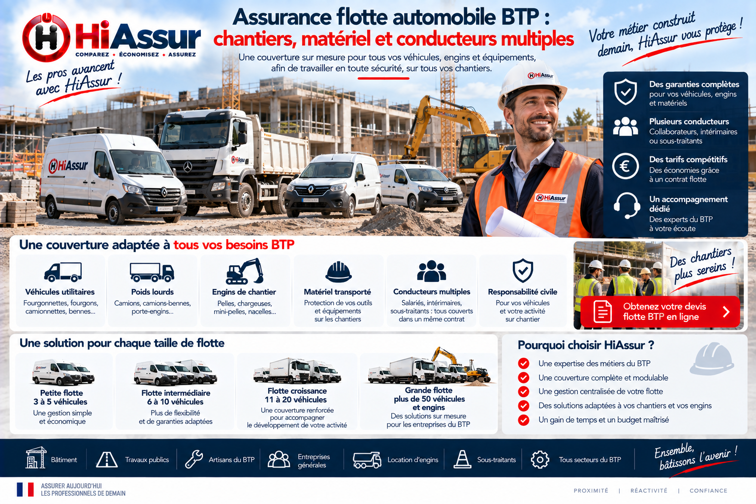 Assurance flotte automobile BTP : chantiers, matériel et conducteurs multiples
