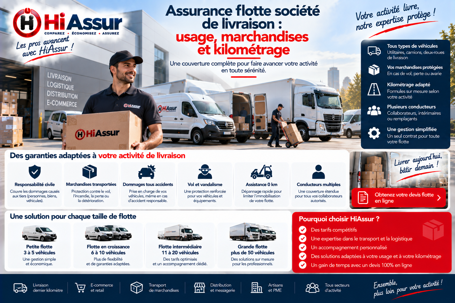 Assurance flotte société de livraison : usage, marchandises et kilométrage