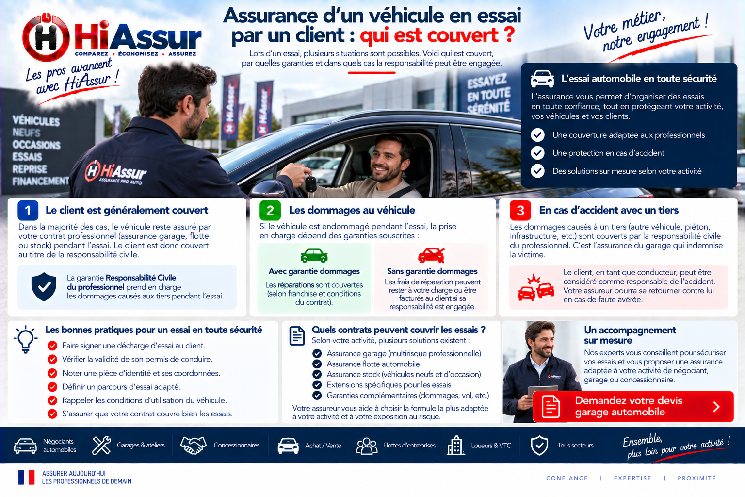 Assurance d'un véhicule en essai par un client : qui est couvert ?