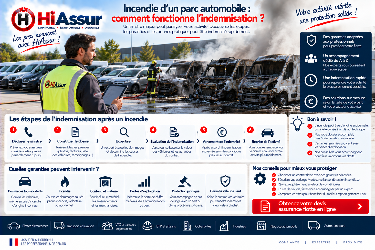 Incendie d'un parc automobile : comment fonctionne l'indemnisation ?