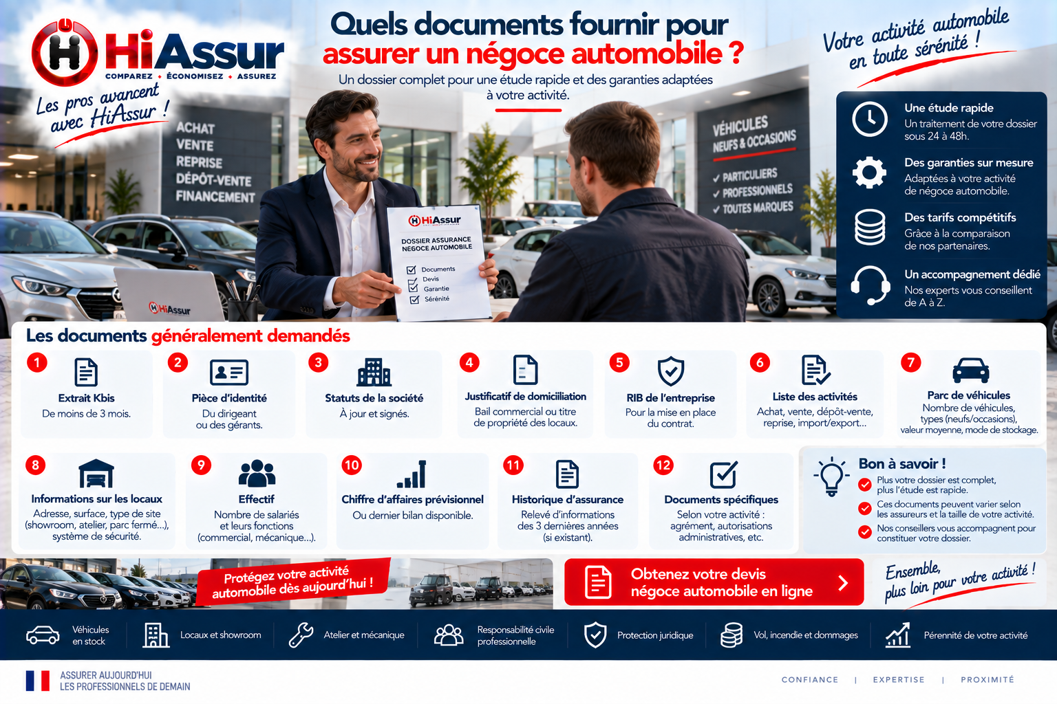 Quels documents fournir pour assurer un négoce automobile ?