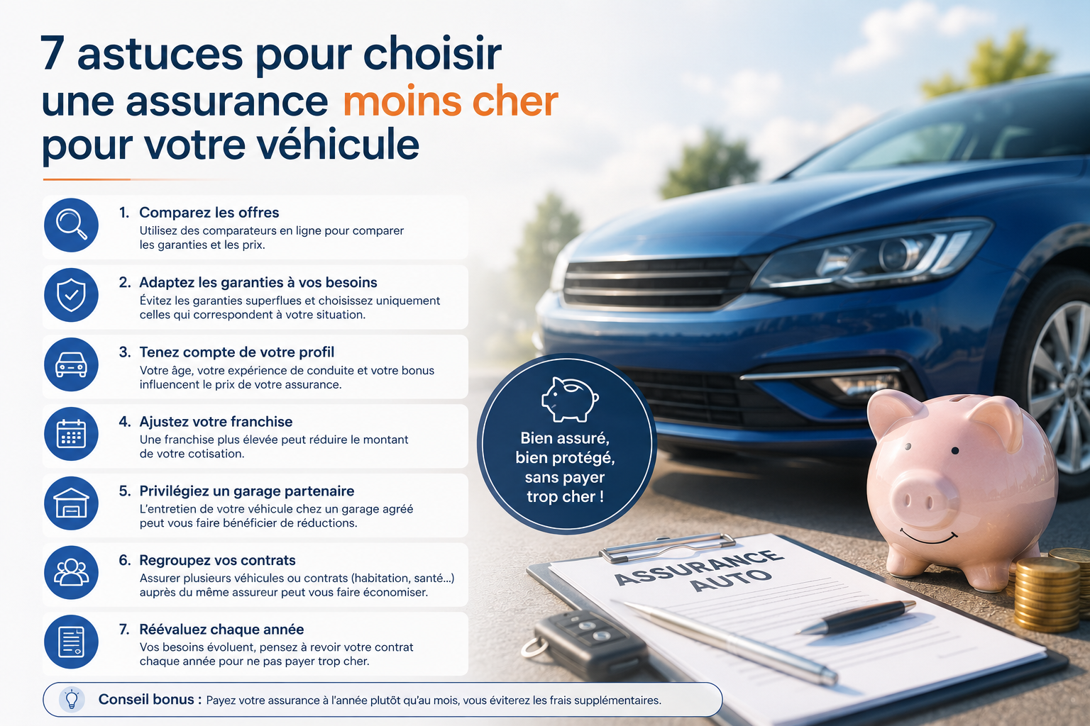 7 astuces pour choisir une assurance moins cher pour votre véhicule
