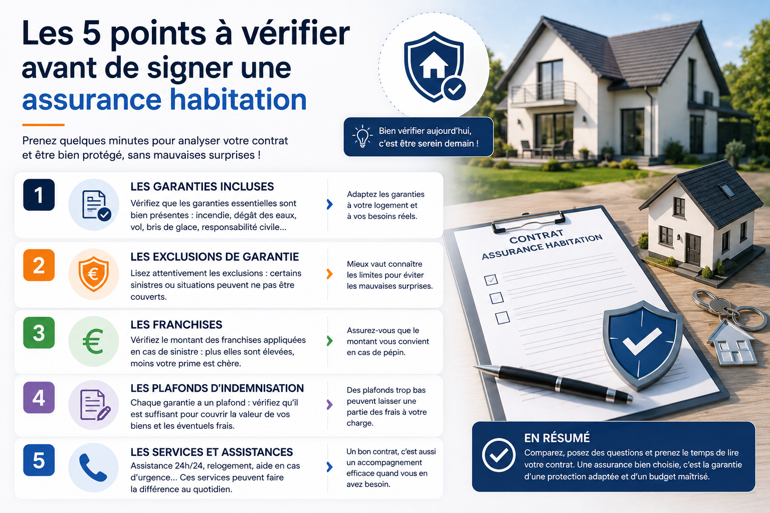 Les 5 points à vérifier avant de signer une assurance habitation