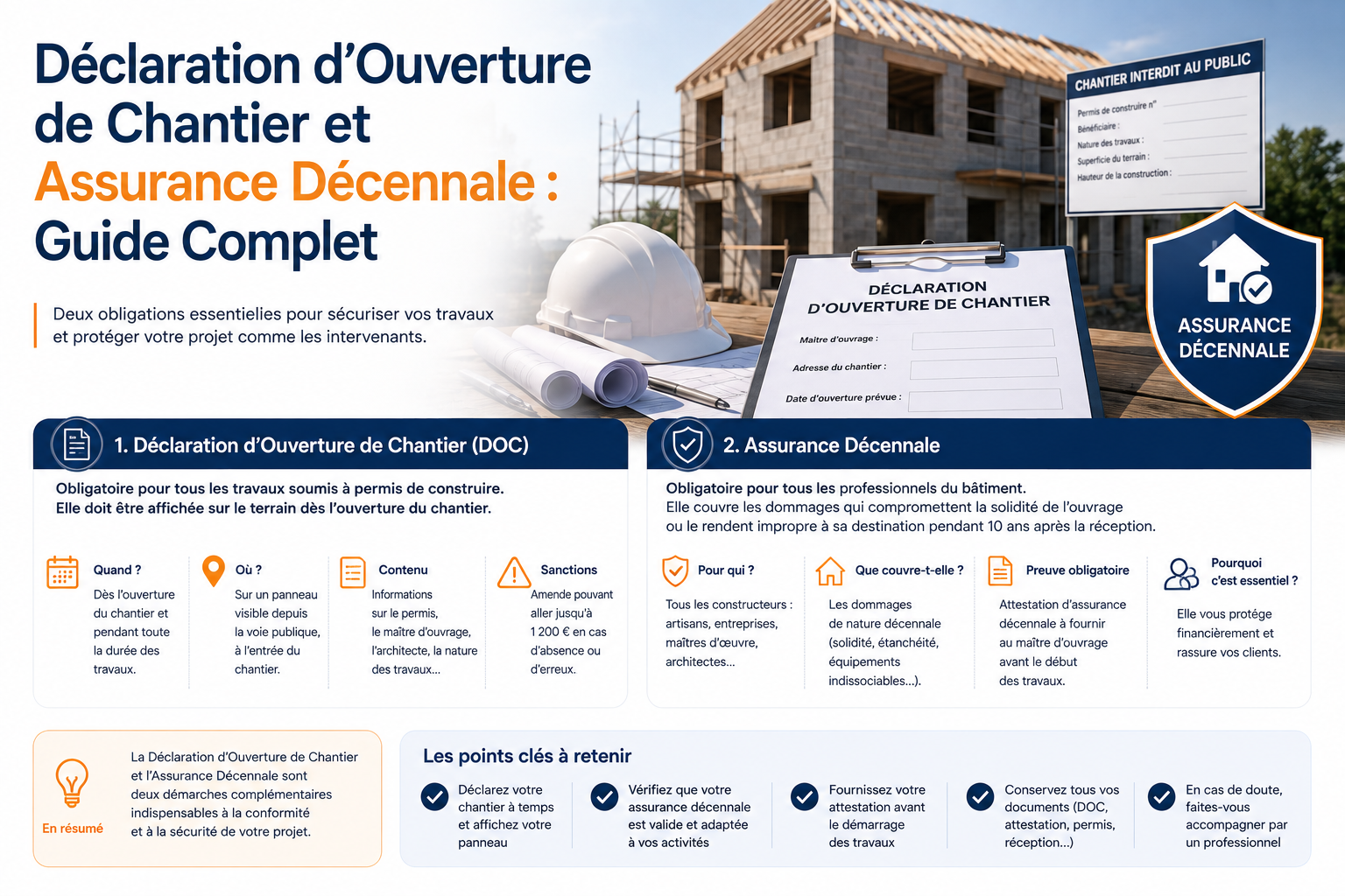 Déclaration d’Ouverture de Chantier et Assurance Décennale : Guide Complet