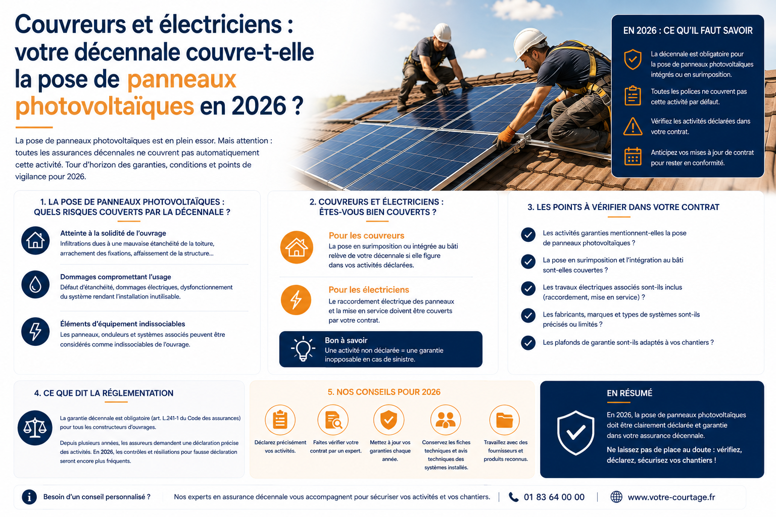 Couvreurs et électriciens : votre décennale couvre-t-elle la pose de panneaux photovoltaïques en 2026 ?