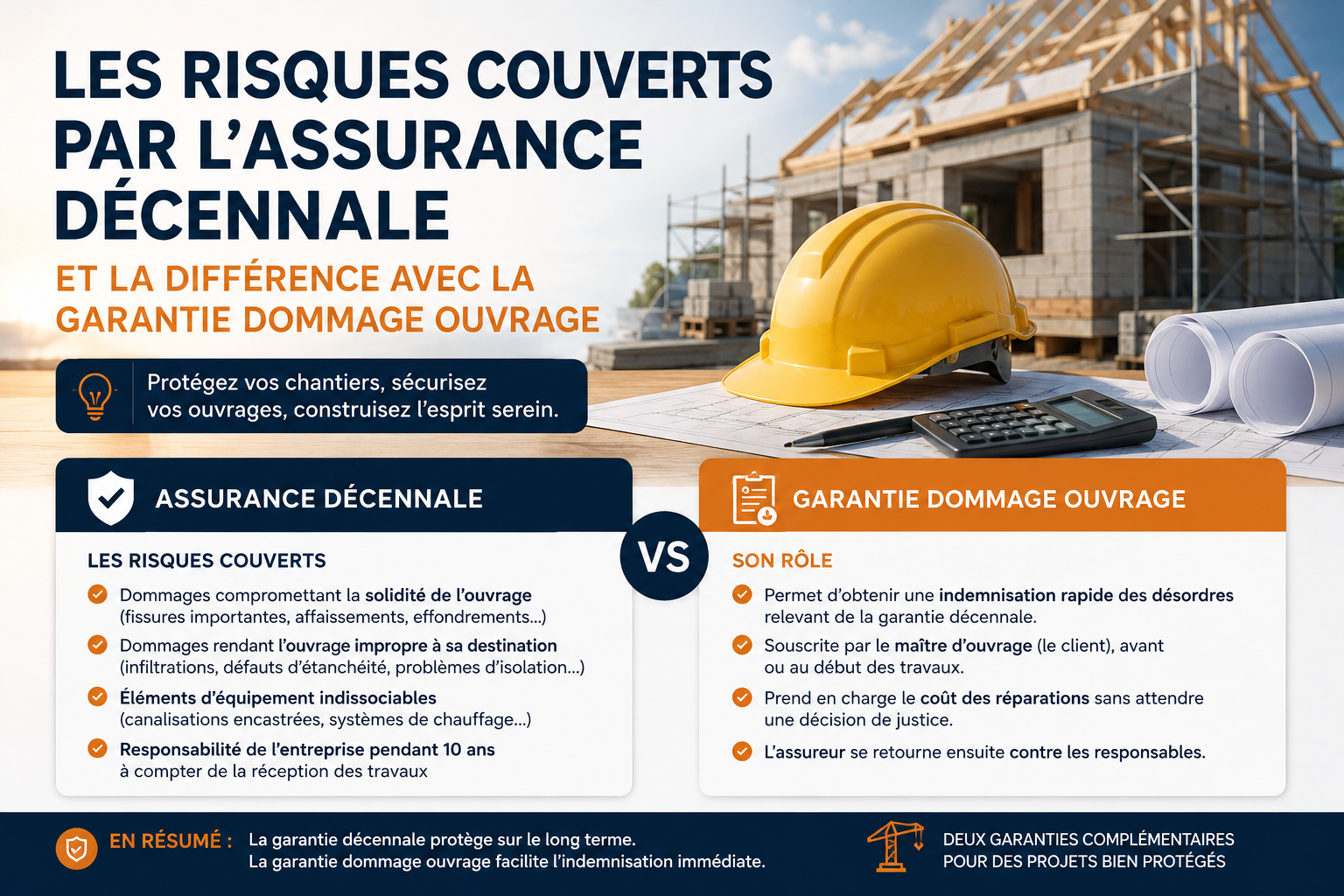 Les risques couverts par l’assurance décennale et la différence avec la garantie dommage ouvrage