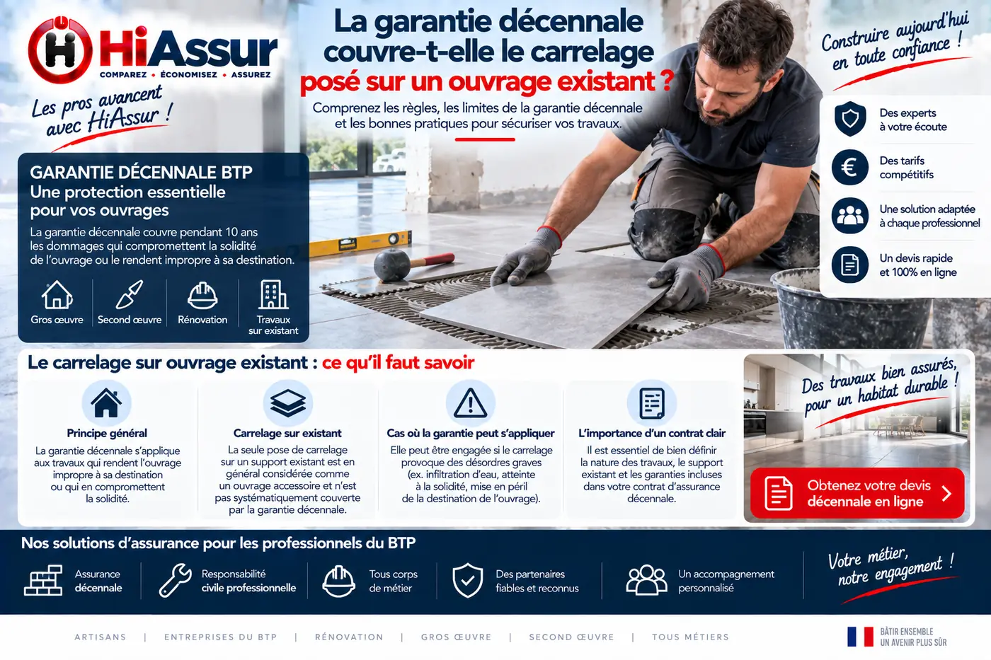 La garantie décennale couvre-t-elle le carrelage posé sur un ouvrage existant ?