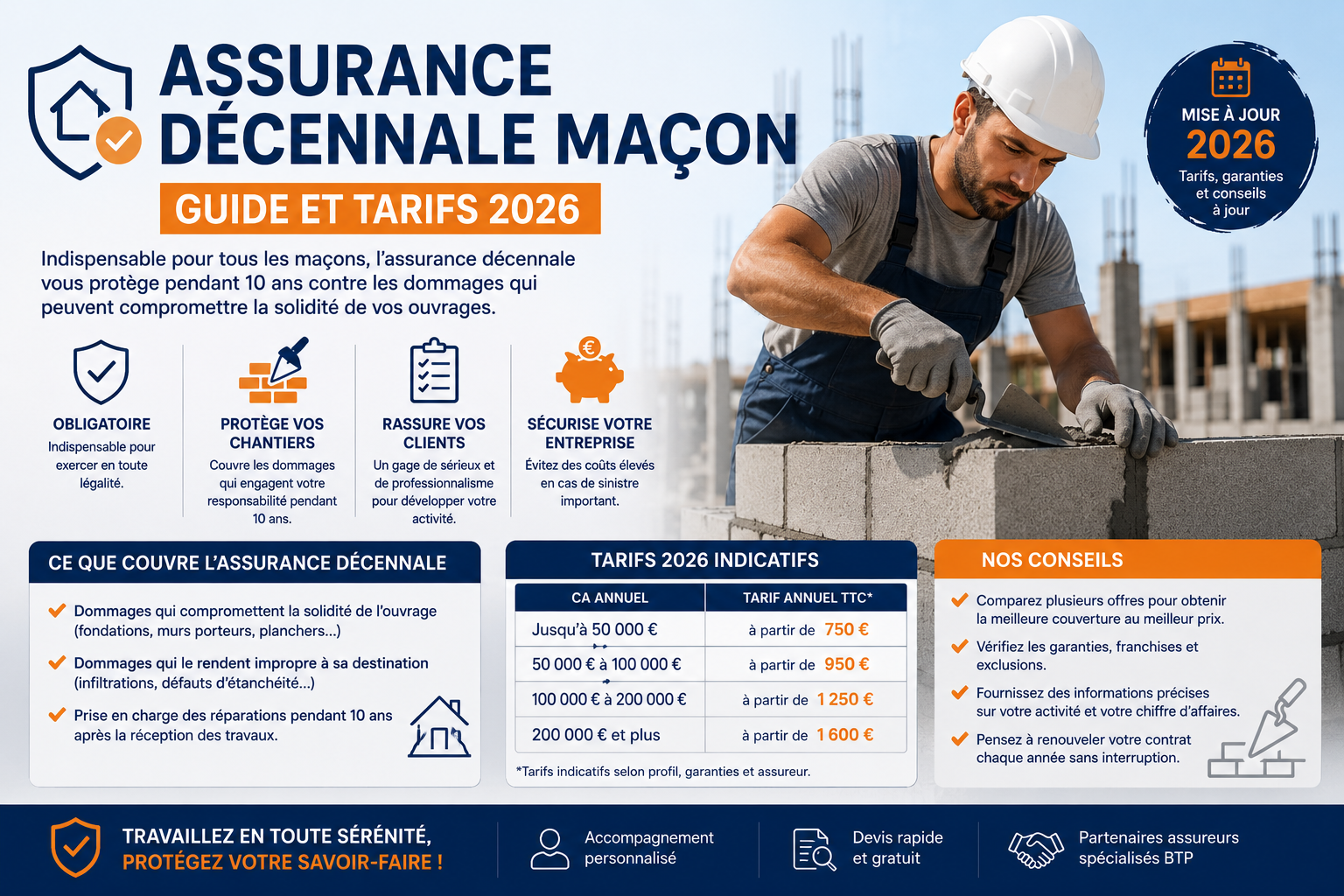 Assurance Décennale Maçon : Guide et Tarifs 2026