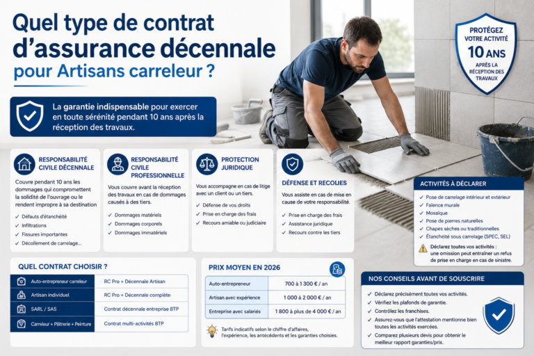 Quel type de contrat d&rsquo;assurance décennale pour artisans carreleur ?